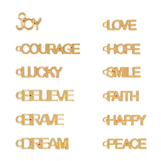Mixed Gold Metal Word Charms, 12ct. by Bead Landing™